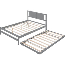 Carregar imagem no visualizador da galeria, Full Size Platform Bed with Adjustable Trundle, Gray