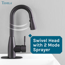 Cargar imagen en el visor de la galería, Tehila Black Finish Low Profile Pull-Down Faucet