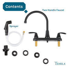 Load image into Gallery viewer, Tehila Black Finish Wide-set Gooseneck Faucet with Side Sprayer