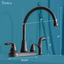 Load image into Gallery viewer, Tehila Black Finish Wide-set Gooseneck Faucet with Side Sprayer