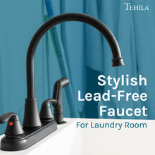 Load image into Gallery viewer, Tehila Black Finish Wide-set Gooseneck Faucet with Side Sprayer