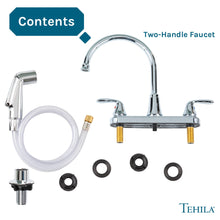 Cargar imagen en el visor de la galería, Tehila Chrome Finish Wide-set Gooseneck Faucet with Side Sprayer