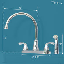 Cargar imagen en el visor de la galería, Tehila Chrome Finish Wide-set Gooseneck Faucet with Side Sprayer