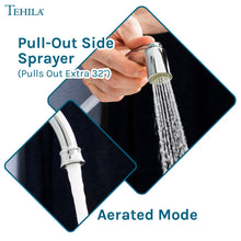 Cargar imagen en el visor de la galería, Tehila Chrome Finish Wide-set Gooseneck Faucet with Side Sprayer