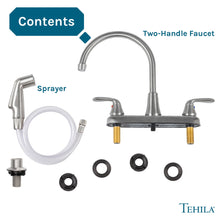 Load image into Gallery viewer, Tehila Stainless Steel Finish Wide-set Gooseneck Faucet with Side Sprayer
