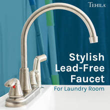Load image into Gallery viewer, Tehila Stainless Steel Finish Wide-set Gooseneck Faucet with Side Sprayer
