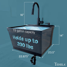 Cargar imagen en el visor de la galería, Tehila Standard Wall-Mounted Black Utility Sink with Black Finish Pull-Down Faucet