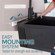Cargar imagen en el visor de la galería, Tehila Standard Wall-Mounted Black Utility Sink with Black Finish Pull-Down Faucet