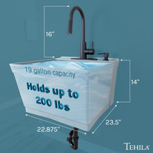 Load image into Gallery viewer, Tehila Standard Wall-Mounted Grey Utility Sink with Black Finish Pull-Down Faucet