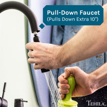 Load image into Gallery viewer, Tehila Standard Wall-Mounted Grey Utility Sink with Black Finish Pull-Down Faucet