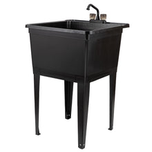 Cargar imagen en el visor de la galería, Tehila Basics Freestanding Black Utility Sink with Black Finish Dual Handle Utility Faucet
