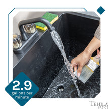 Cargar imagen en el visor de la galería, Tehila Basics Freestanding Black Utility Sink with Black Finish Dual Handle Utility Faucet