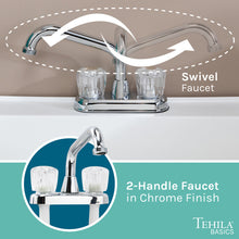 Cargar imagen en el visor de la galería, Tehila Basics Freestanding White Utility Sink with Chrome Finish Dual Handle Utility Faucet