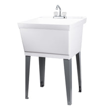 Cargar imagen en el visor de la galería, Tehila Standard Freestanding White Utility Sink with Chrome Finish Double Knob Utility Faucet