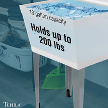 Cargar imagen en el visor de la galería, Tehila Standard Freestanding White Utility Sink with Chrome Finish Double Knob Utility Faucet