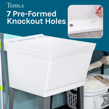 Cargar imagen en el visor de la galería, Tehila Standard Freestanding White Utility Sink with Chrome Finish Double Knob Utility Faucet