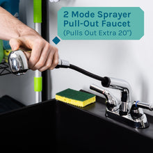 Carregar imagem no visualizador da galeria, Tehila Standard Freestanding Black Utility Sink with Chrome Finish Pull-Out Faucet