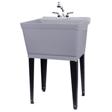Load image into Gallery viewer, Tehila Standard Freestanding Grey Utility Sink with Chrome Finish Pull-Out Faucet
