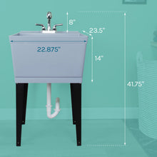 Load image into Gallery viewer, Tehila Standard Freestanding Grey Utility Sink with Chrome Finish Pull-Out Faucet