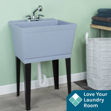 Load image into Gallery viewer, Tehila Standard Freestanding Grey Utility Sink with Chrome Finish Pull-Out Faucet