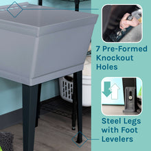 Load image into Gallery viewer, Tehila Standard Freestanding Grey Utility Sink with Chrome Finish Pull-Out Faucet