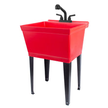 Carregar imagem no visualizador da galeria, Tehila Standard Freestanding Red Utility Sink with Matte Black Finish Pull-Out Faucet