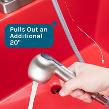 Cargar imagen en el visor de la galería, Tehila Standard Freestanding Red Utility Sink with Stainless Steel Finish Pull-Out Faucet