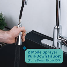Carregar imagem no visualizador da galeria, Tehila Standard Freestanding Black Utility Sink with Chrome Finish High-Arc Pull-Down Faucet