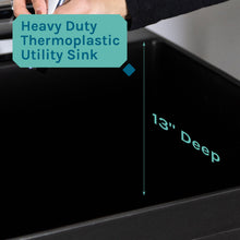 Carregar imagem no visualizador da galeria, Tehila Standard Freestanding Black Utility Sink with Chrome Finish High-Arc Pull-Down Faucet