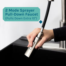 Cargar imagen en el visor de la galería, Tehila Standard Freestanding Black Utility Sink with Stainless Steel Finish High-Arc Pull-Down Faucet