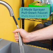 Load image into Gallery viewer, Tehila Standard Freestanding Grey Utility Sink with Stainless Steel Finish High-Arc Pull-Down Faucet