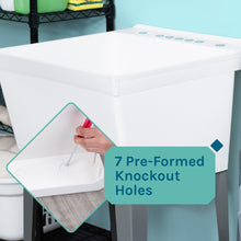 Load image into Gallery viewer, Tehila Standard Freestanding White Utility Sink with Stainless Steel Finish High-Arc Pull-Down Faucet