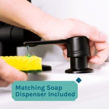 Carregar imagem no visualizador da galeria, Tehila Standard Freestanding White Utility Sink with Black Finish High-Arc Pull-Down Faucet and Soap Dispenser