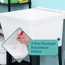 Carregar imagem no visualizador da galeria, Tehila Standard Freestanding White Utility Sink with Black Finish High-Arc Pull-Down Faucet and Soap Dispenser