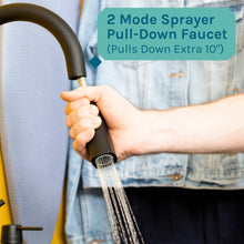 Load image into Gallery viewer, Tehila Standard Freestanding Blue Utility Sink with Black Finish High-Arc Pull-Down Faucet and Soap Dispenser