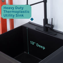 Cargar imagen en el visor de la galería, Tehila Standard Freestanding Black Utility Sink with Black Finish High-Arc Coil Pull-Down Faucet