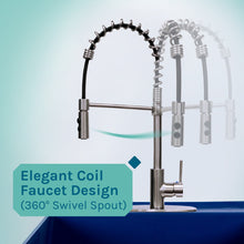 Load image into Gallery viewer, Tehila Standard Freestanding Blue Utility Sink with Stainless Steel Finish High-Arc Coil Pull-Down Faucet