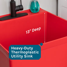 Carregar imagem no visualizador da galeria, Tehila Standard Freestanding Red Utility Sink with Black Finish High-Arc Coil Pull-Down Faucet