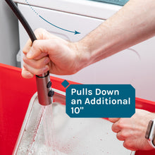 Cargar imagen en el visor de la galería, Tehila Standard Freestanding Red Utility Sink with Stainless Steel Finish High-Arc Coil Pull-Down Faucet