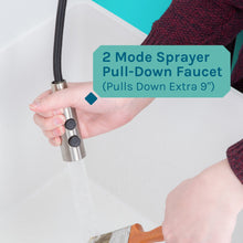 Cargar imagen en el visor de la galería, Tehila Standard Freestanding White Utility Sink with Stainless Steel Finish High-Arc Coil Pull-Down Faucet