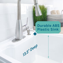 Cargar imagen en el visor de la galería, Tehila White Vanity Cabinet and White Utility Sink with Stainless Steel Finish Low-Profile Pull-Down Faucet