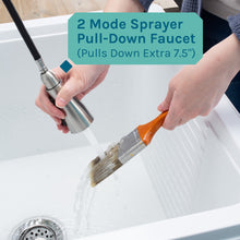 Cargar imagen en el visor de la galería, Tehila White Vanity Cabinet and White Utility Sink with Stainless Steel Finish Low-Profile Pull-Down Faucet