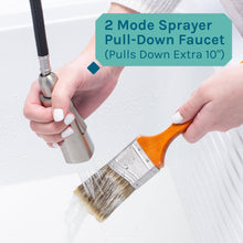 Load image into Gallery viewer, Tehila Black Vanity Cabinet and White Utility Sink with Stainless Steel Finish High-Arc Pull-Down Faucet