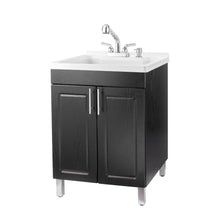 Load image into Gallery viewer, Tehila Black Vanity Cabinet and White Utility Sink with Chrome Finish Pull-Out Faucet
