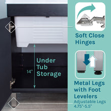 Load image into Gallery viewer, Tehila Black Vanity Cabinet and White Utility Sink with Chrome Finish Pull-Out Faucet