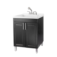 Load image into Gallery viewer, Tehila Black Vanity Cabinet and White Utility Sink with Stainless Steel Finish Pull-Out Faucet