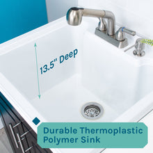 Load image into Gallery viewer, Tehila Black Vanity Cabinet and White Utility Sink with Stainless Steel Finish Pull-Out Faucet