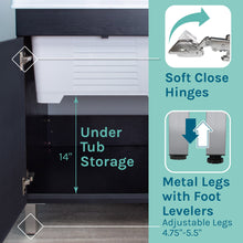 Load image into Gallery viewer, Tehila Black Vanity Cabinet and White Utility Sink with Stainless Steel Finish Pull-Out Faucet