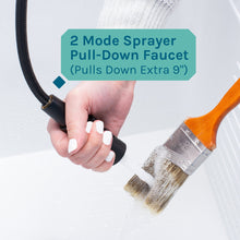 Load image into Gallery viewer, Tehila Black Vanity Cabinet and White Utility Sink with Black Finish High-Arc Coil Pull-Down Faucet