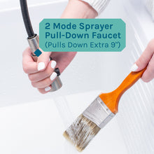 Load image into Gallery viewer, Tehila Black Vanity Cabinet and White Utility Sink with Stainless Steel Finish High-Arc Coil Pull-Down Faucet